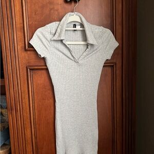 H&M Divided Gray Ribbed Collared Dress